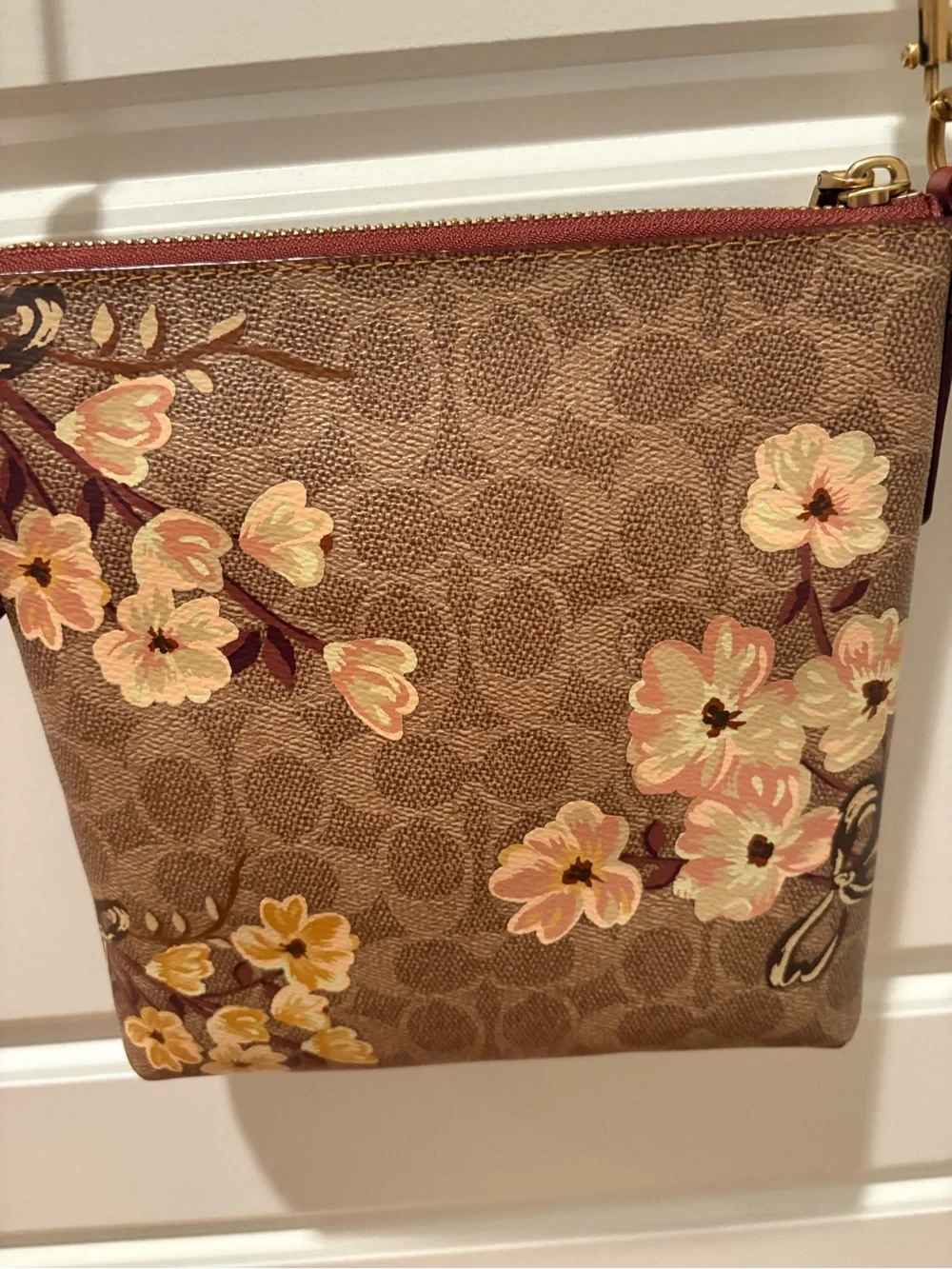 Coach Kitt Crossbody in Prairie Floral Print Coated Canvas and Brown Leather